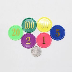 Jetons de poker en plastique plaqués or 37 mm avec logo personnalisé et impression UV, jetons de jeu de Mahjong, jetons de poker, jetons de jeu, jetons de Texas Hold'em - Product Image 1