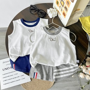 Set Gilet in Cotone per Bambini 2026, Nuovo Stile Estivo, Canotta Senza Maniche per Neonati e Bambini, Top a Righe - Product Image 1