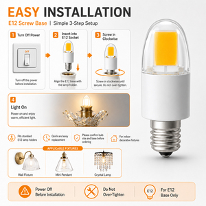 หลอดไฟแอลอีดีแบบเชิงเทียน E12 2.5 วัตต์ COB ปรับความสว่างได้ 250-280 ลูเมน AC 120V 230V 360 องศา CE ETL RoHS 15000 ชั่วโมง รับประกัน 2 ปี สำหรับโรงแรม - Product Image 6