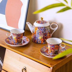 Service à thé en céramique - Théière florale en mosaïque avec 4 tasses et soucoupes - Product Image 6