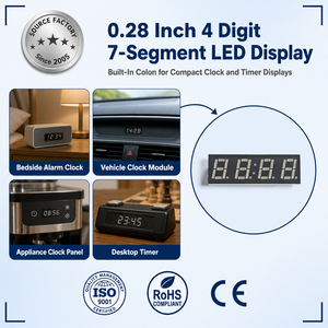 Module d'affichage LED professionnel à 7 segments, 4 chiffres, 0,28 pouce, conçu pour l'utilisation en équipement d'affichage d'horloges-radios et de réveils - Product Image 3
