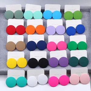 New 20 color round spray paint earrings simple fashion acrylic earrings personality candy color earrings brazil jewelry N2403226