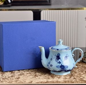 Luxury Minimalist Porcelain Coffee & Tea Set with Blue Decal Eco-Friendly High Quality - Product Image 2