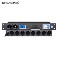 GTSVSOMA DR228 1U Séquenceur d'alimentation 10 canaux monté en rack métallique avec écran rétroéclairé 6000W AC 100-240V Alimentation électrique Norme européenne