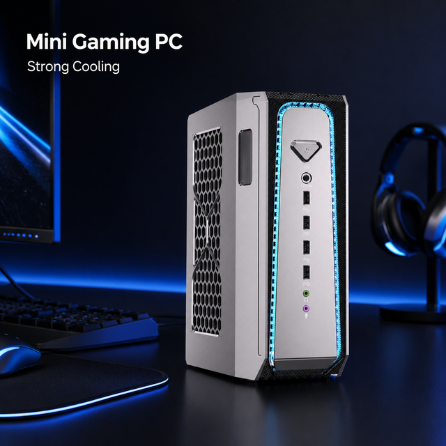 AI Edge Mini PC Mini Gaming PC Intel Core I7-14700F RTX 4070 Super 12GB 32GB DDR5 1TB SSD Liquid Cooling for Gaming Rendering