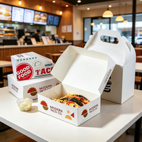 Boîte à tacos personnalisée écologique avec compartiment anti-fuite, forme pliable, gaufrage UV pour les repas combinés