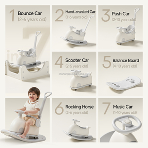 VSUCH Jouet Cheval à <span class=keywords><strong>Bascule</strong></span> 7-en-1 Blanc Brillant pour Enfants, Balançoire à Ressort pour Tout-petits avec Poignée, Cadeau - Product Image 3