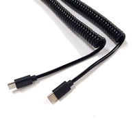 Cable de Extensión Retráctil en Espiral USB Tipo C Macho a Macho con Revestimiento de Goma para Uso Industrial
