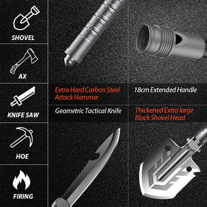 Pala de acampada multifuncional, pala táctica plegable de supervivencia, portátil, multiherramienta con cuchillo - Product Image 4