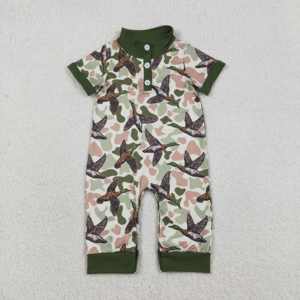 Combinaison pour bébé fille camouflage chasseur de canards Mallard en coton et élasthanne, vêtements décontractés en gros, tissu peigné - Product Image 2