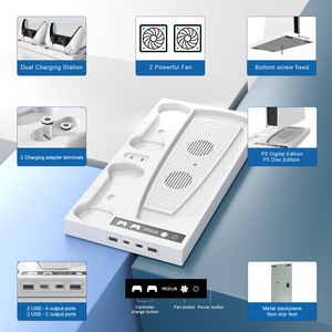 ฐานวางพัดลมระบายความร้อน PS5 พร้อมแท่นชาร์จคอนโทรลเลอร์ ที่แขวนหูฟัง ช่องเก็บของ 3 พอร์ต USB แบบตั้งโต๊ะ - Product Image 5