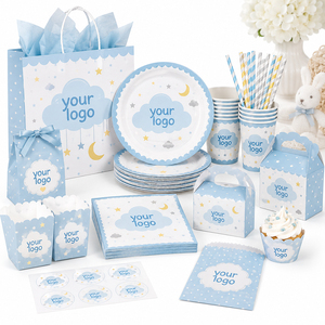 Nuevo <span class=keywords><strong>Kit</strong></span> de Empaque para Fiestas con Logotipo Personalizado, Bolsa de Regalo de Papel Ecológica, Plato, Servilleta, Juego Completo - Product Image 1