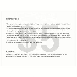 Impresión digital de tarjetas de lotería rasca y gana con diseño libre, estilo bebida, para juego de lotería de premios instantáneos - Product Image 4
