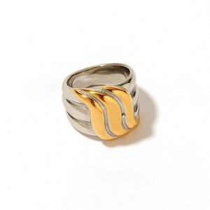Stainless Steel <b>Ring</b> Geometric Shape Gold Plated Women's Fashion Jewelry Gift YR44 - Product Image 3