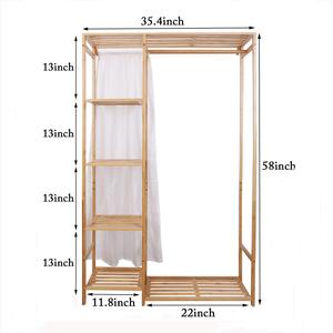 Bamboo 6 Layer Heavy Duty <b>Clothes</b> <b>Rack</b> With Storage Shelves For Bedroom Closet Organization - Product Image 2
