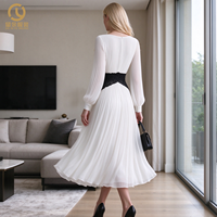 Robes d'église élégantes et tendance pour femmes, col en V, plissées en mousseline, longues, robes de cérémonie pour femmes, vêtements féminins, faible MOQ, OEM, ODM