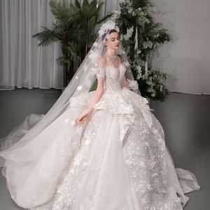 Vestido de Novia de Lujo Moderno GT110 con Hombros Descubiertos, Largo hasta el Suelo, con Apliques de Encaje, Estilo Princesa, Vestido de Noiva - Product Image 2