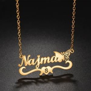 Collier personnalisé en forme de cœur en dropshipping, plaque de nom en acier inoxydable plaqué or 18 carats pour femmes, collier à chaîne avec lettre personnalisée - Product Image 5