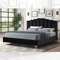 Ensemble de meubles de chambre à coucher de style italien en velours vert King Size Lit réglable King Size Lit avec matelas à ressorts