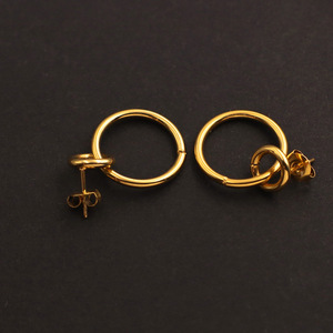 Hoop Earrings 18k Gold Round Geometric Design For Women Fashion Jewelry - Product Image 1