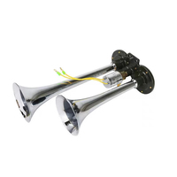 Corne à air double trompette en chrome et zinc avec compresseur pour tous les véhicules 12V/24V, camions, poids lourds, trains, bateaux, voitures, fourgonnettes