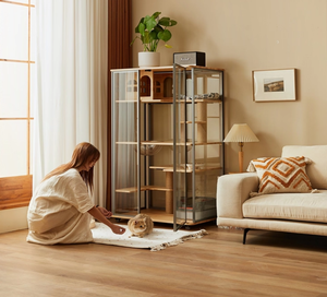 Villa pour chat de luxe personnalisée, écologique, en bois massif, imperméable et respirante, pour salon - Product Image 5