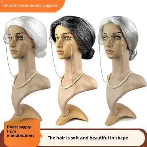 Perruque de tête de <span class=keywords><strong>vieille</strong></span> <span class=keywords><strong>dame</strong></span> drôle pour grand-mère belle-mère ou <span class=keywords><strong>vieille</strong></span> <span class=keywords><strong>dame</strong></span> habiller pour la fête d'Halloween - Product Image 2