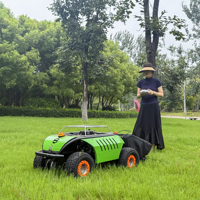 Robot tondeuse à gazon télécommandé sur roues MS500W à moteur 4 temps, grande capacité de ramassage d'herbe, pneus gonflables, vitesse de coupe rapide