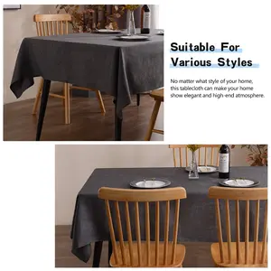 190GSM koyu gri ev yemek odası dekor su geçirmez masa örtüsü klasik düz renk dikdörtgen geri dönüşümlü polyester masa örtüsü