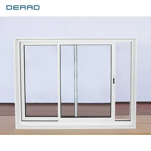 Fenêtres coulissantes en verre de profil en aluminium personnalisé à rupture non thermique avec verre trempé double vitrage pour fenêtre d'appartement