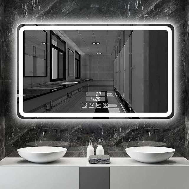 High Quality Modern Rectangular LED Aluminum Frame Customizable Shape Bathroom Smart Touch Screen Backlit Defogger IP66 Rated