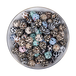 Cuentas de Silicona con Diseño de Leopardo, 15mm, Redondas, de Colores, para Manualidades, Llaveros y Pulseras, Venta al Por Mayor - Product Image 1