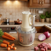 Hachoir à viande à écran tactile, bol en acier inoxydable de 4 L, robot culinaire à six lames de 500 W avec prise EU