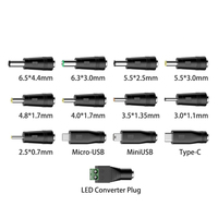 Kit Kabel Daya USB C ke DC dengan 13 Buah Ujung Konektor DC Multi Ukuran yang Dapat Diganti, Kabel Catu Daya DC Tipe C