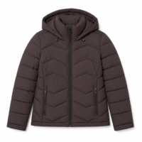 Chaqueta acolchada elástica negra con capucha para mujer, abrigo de invierno cálido con cremallera frontal y manga completa, ropa exterior personalizada