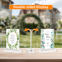 Porte-affiche transparent A6 Présentoir de menu de table Support de bureau en plastique double face pour bureau à domicile Fête de mariage Restaurants