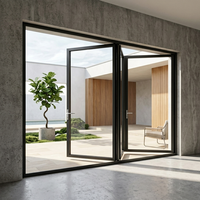 Porte pliante intérieure moderne de luxe en aluminium avec verre trempé double vitrage certifié NFRC American Standard