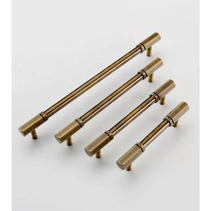 Tiradores de latón negro dorado antiguo para gabinetes de cocina, tiradores de cobre modernos industriales, tiradores de barra alargados con diseño cruzado para armarios - Product Image 3