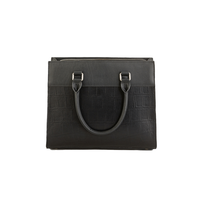 Sac fourre-tout en cuir véritable noir à motif alligator avec fermeture éclair, deux poignées, sac à bandoulière pour femme, usage quotidien, style minimaliste