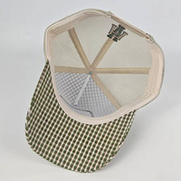 Casquette Trucker Personnalisée à Motif Vache Gingham, Broderie Bovin Style Western, Casquette Snapback en Maille, Fabrication OEM