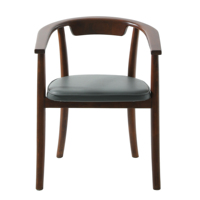Fauteuil de salle à manger moderne avec coussin en cuir, chaise ronde classique en bois de hêtre, WD-1435