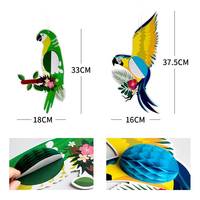 6 pièces oiseaux tropicaux nid d'abeille papier découpe perroquet hawaïen été plage fête décoration suspendue pour Bar salle de classe fournitures
