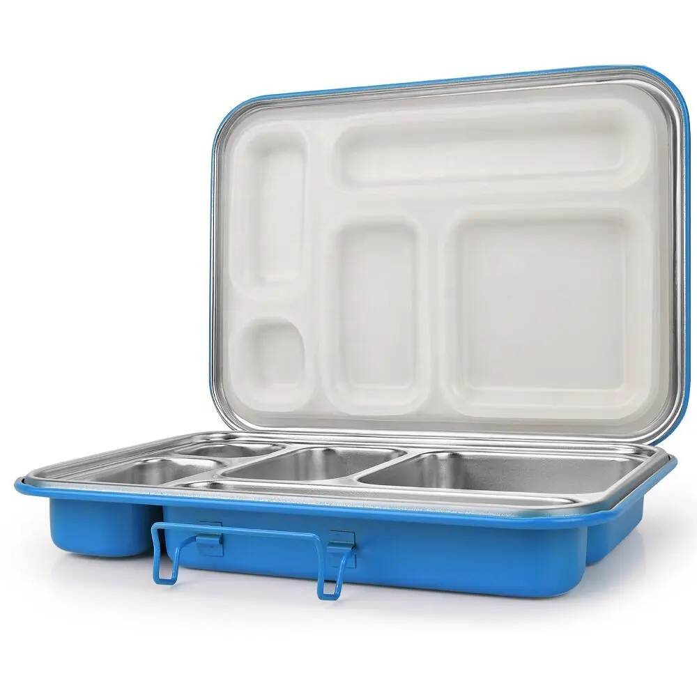 Aohea Wholesale Customized 304 Leakproof Sealed Office Adult Bento Food Box 2 3 4 5 Compartment Stainless Steel Kid Tiffin Lunch