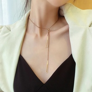 Collier ajustable en acier inoxydable avec pendentif triangle géométrique pour femme, longue chaîne à pampilles, ras-de-cou, bijou en métal, cadeau - Product Image 4