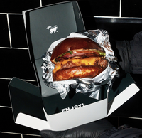 Boîte à hamburgers en carton noir Recyclable, emballage à emporter jetable