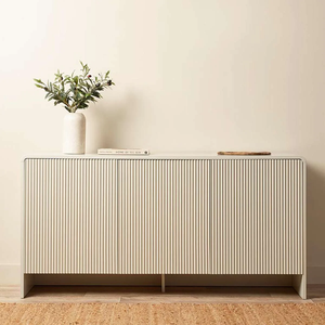Grande armoire de rangement moderne blanche et brillante avec portes à motifs gaufrés <span class=keywords><strong>Buffet</strong></span> de rangement <span class=keywords><strong>Buffet</strong></span> - Product Image 1