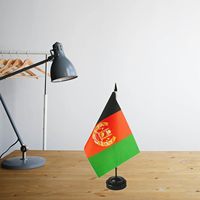 Vente en gros de drapeaux de bureau afghans pour le bureau en Afghanistan drapeau de décoration de table avec base et bâton en plastique