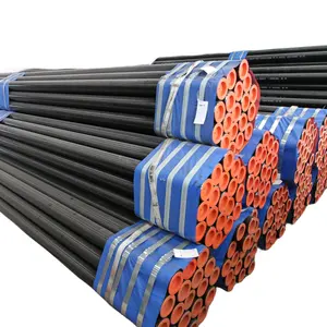 China ASTM A53 Gr. B ERW Schedule 40 tubería de acero al carbono soldada negra utilizada para tuberías de petróleo/gas y estructuras de acero para andamios