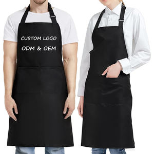 Logo personalizzato 2 tasche cinturino regolabile 240gsm riutilizzabile in poliestere-cotone Extra Large cravatte lunghe cucina bavaglini grembiuli - Product Image 1