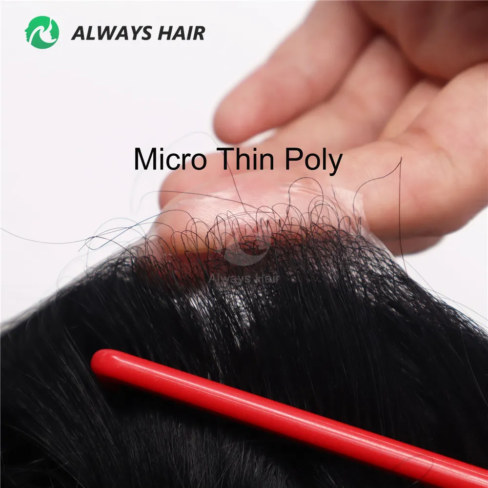 Peau Super Mince 0.03-0.04mm 100% Vrais Cheveux Humains Hommes Toupet Stock Cheveux Morceau pour Hommes